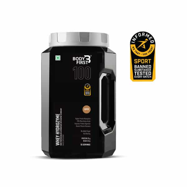 Bodyfirst Whey Hydrozyme - Whey Protein Isolate & Hydrolysate With Enzyme Technology | Coffee | 2 Kg