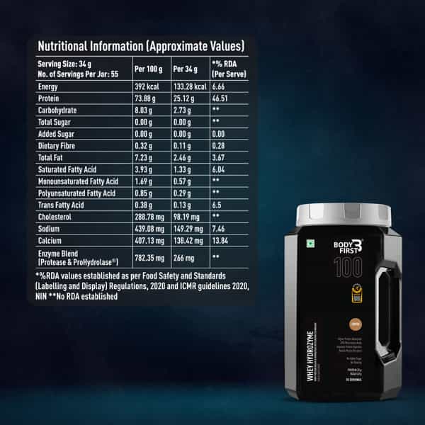 Bodyfirst Whey Hydrozyme - Whey Protein Isolate & Hydrolysate With Enzyme Technology | Coffee | 2 Kg