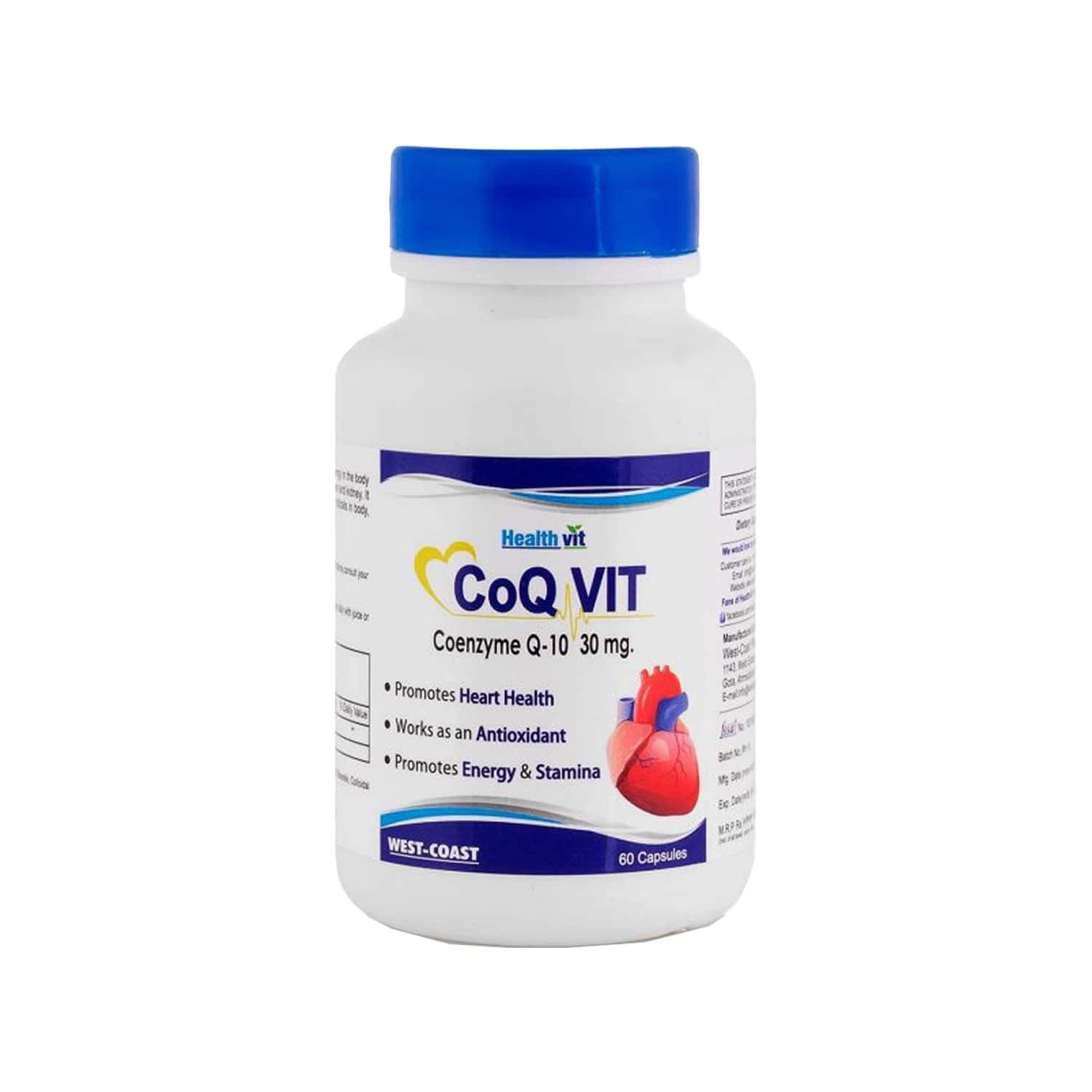 Buy HEALTHVIT HIGH ABSORPTION COQVIT COENZYME Q10 30MG 60 CAPSULES