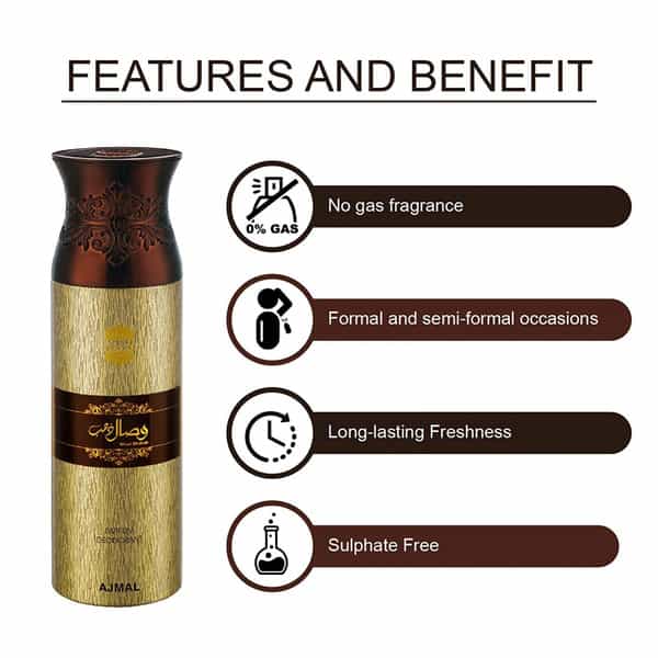 Ajmal Titanium Eau De Parfum 100Ml Perfume For Men And Wisal Dhahab Deodorant 200Ml For Men