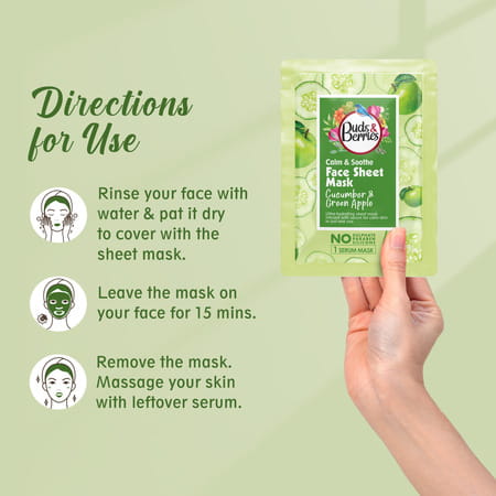 Buds & Berries Calm And Soothe Ultra-Hydrating Face Sheet Mask With Cucumber And Green Apple (25 G)