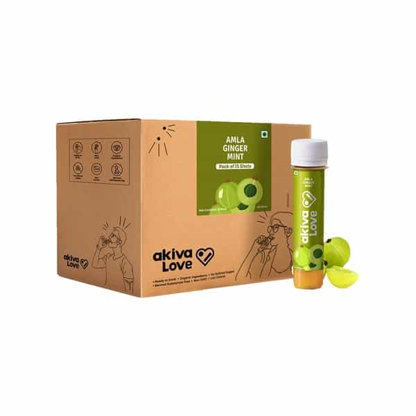 Akiva Love Vitamin C Shots With Amla Ginger Mint (15 Shots X 40Ml) - 600Ml