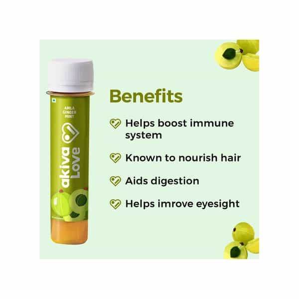 Akiva Love Vitamin C Shots With Amla Ginger Mint (15 Shots X 40Ml) - 600Ml