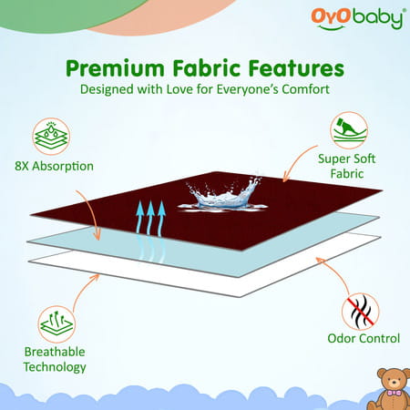 Oyo Baby Waterproof Bed Protector Baby Dry Sheet Large Maroon (100 Cm X 140 Cm)