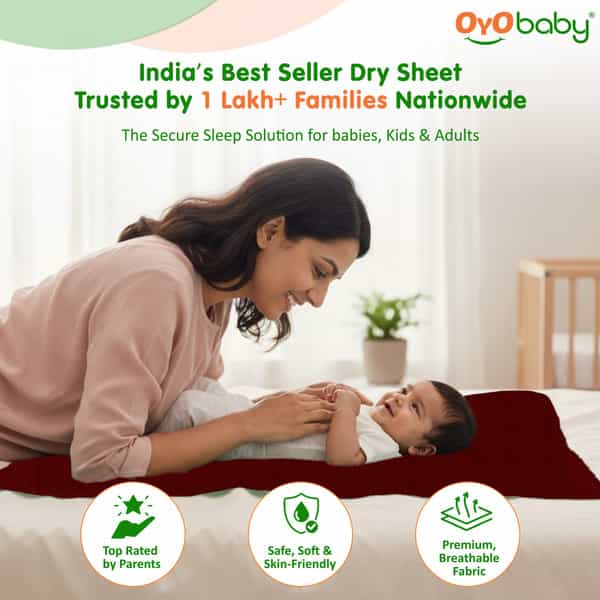 Oyo Baby Waterproof Bed Protector Baby Dry Sheet Large Maroon (100 Cm X 140 Cm)