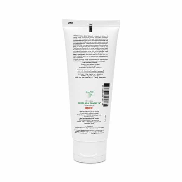 Green Milk Green Cuddle Baby Diaper Rash Cream|Aloe Vera | Turmeric & Tulsi| 3+ Months | 100 G