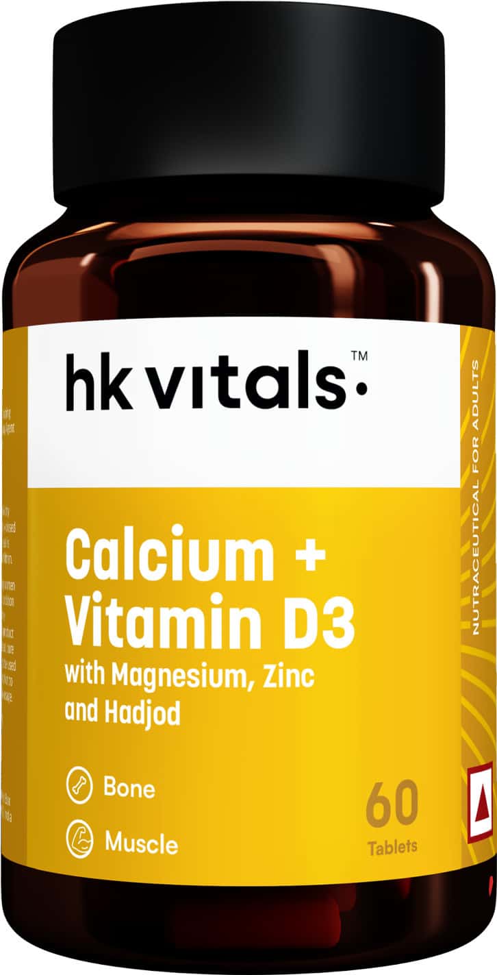 Hk Vitals Calcium + Vitamin D3 Supplement (60 Tablets) | With Magnesium & Zinc