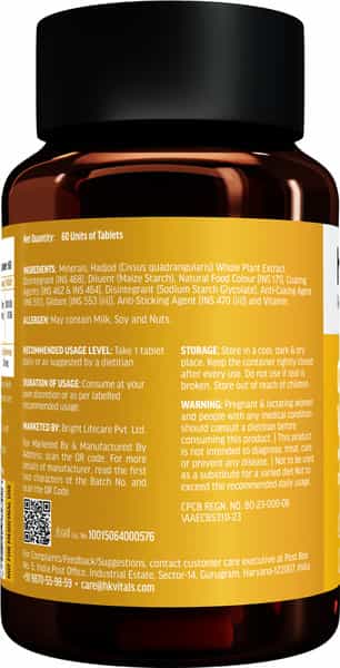 Hk Vitals Calcium + D3 (60 Tabs) | With Magnesium & Zinc | Bone & Joint Health