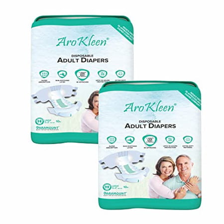 Arokleen Adult Diaper Tape Style Large (Waist Size: 102 Cm-150 Cm) 10 Pcs Per Packet Pack Of 2