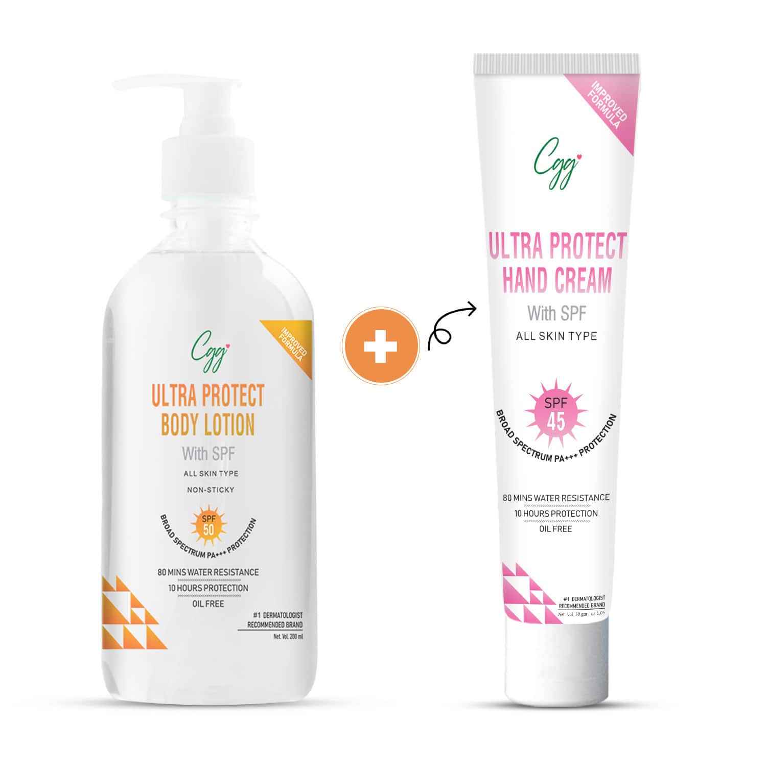 Cgg Cosmetics Ultra Protect Body Lotion Spf 50(200ml) + Free Cgg Cosmetics Hand Cream Spf 45(30gm)