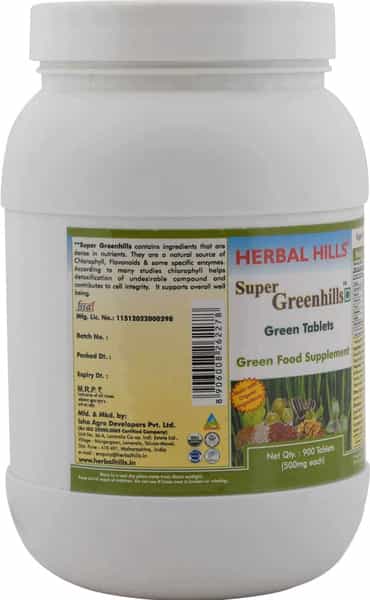 Herbal Hills Super Greenhills - Value Pack 900 Tablets (Pack Of 2) Green Superfood