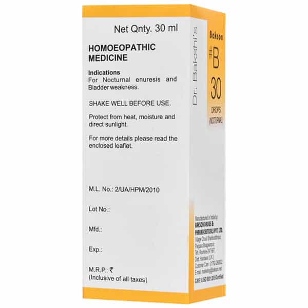 Dr Bakshi's Bakson Homoeopathy B30 Nocturnal Drops 30 Ml