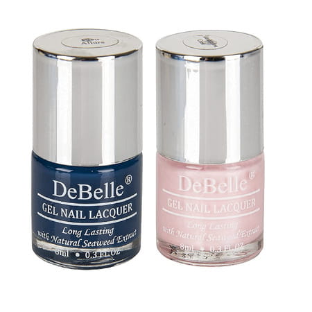 Debelle Gel Nail Polish Gift Set Of 2 - Navy Bleu Allure | Marshmellow Crush - 16 Ml (8 Ml Each)