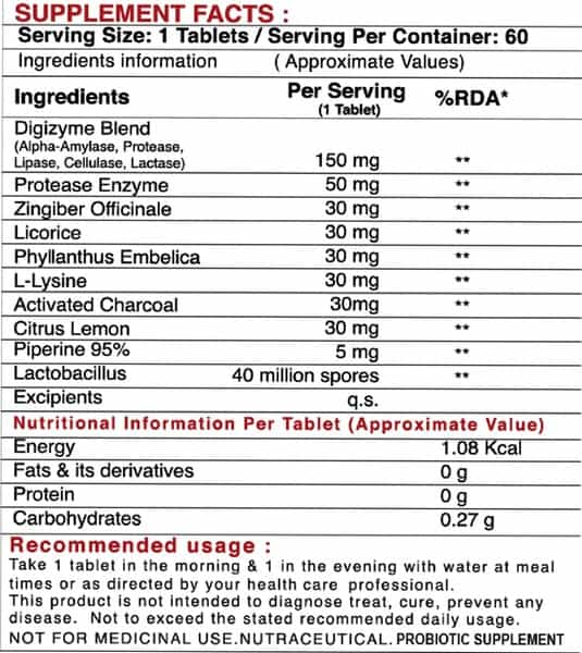 Pharmgrade Healthy Gut Digestive Enzymes Supplements - 60 Tablets