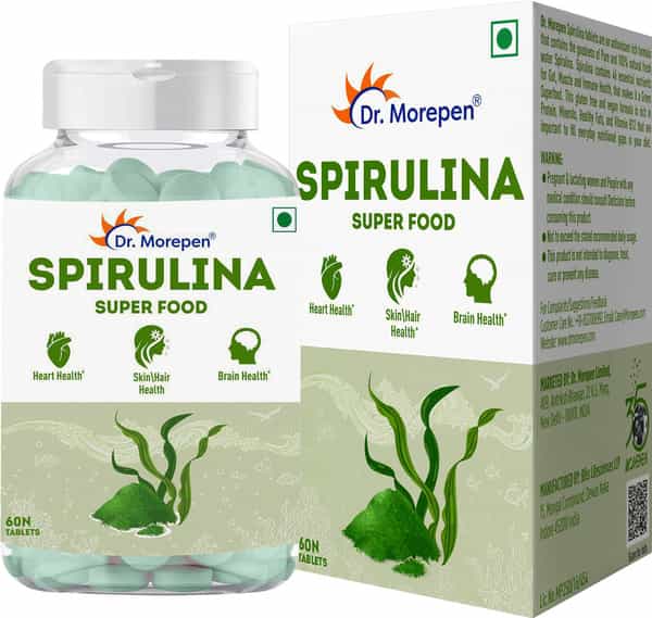 Dr. Morepen Spirulina Tablets For Healthy Heart Brain Skin & Hair - 60 Veg Tablets