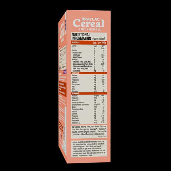 Braylac Cereal Rice & Moongdal | 300 Gm | Bag In Box