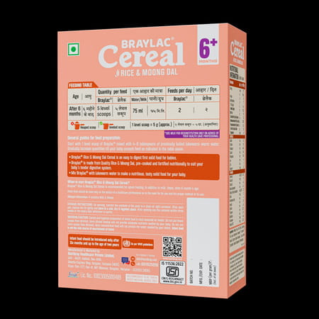 Braylac Cereal Rice & Moongdal | 300 Gm | Bag In Box