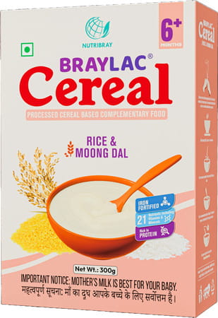 Braylac Cereal Rice & Moongdal | 300 Gm | Bag In Box