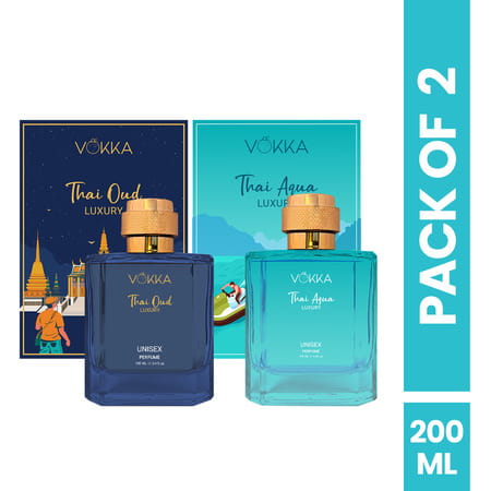 Vokka Thai Oud & Thai Aqua 200 Ml | 2 X 100Ml Luxury Long Lasting Woody Aquatic Scent Eau De Parfum