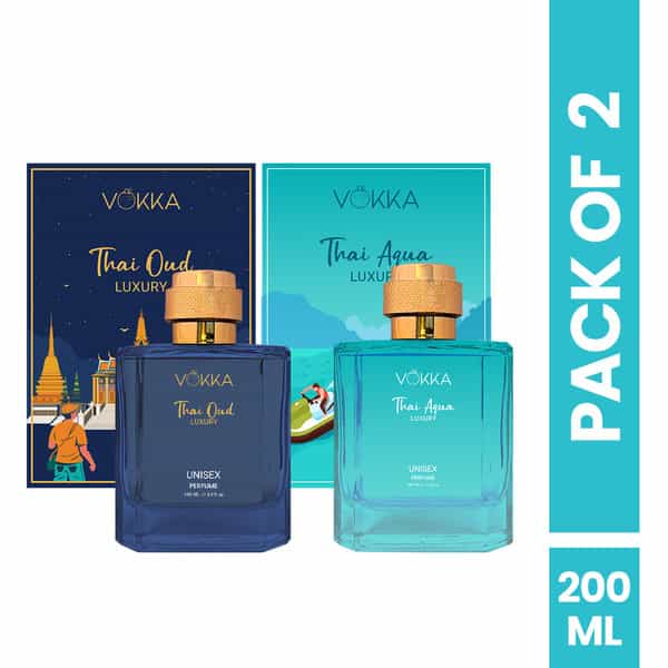 Vokka Thai Oud & Thai Aqua 200 Ml | 2 X 100Ml Luxury Long Lasting Woody Aquatic Scent Eau De Parfum
