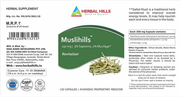 Herbal Hills Muslihills - Musli Capsule - 120 Count -Pack Of 5