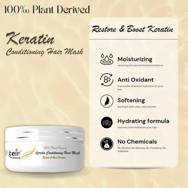 Ktein Natural 100% Plant Derived Keratin Conditioning Hair Mask (200Ml)