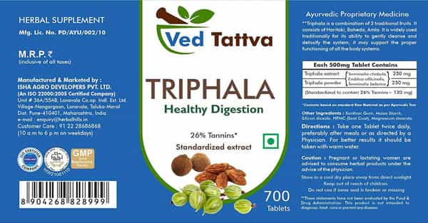 Ved Tattva Triphala 700 Tablets (Pack Of 4)