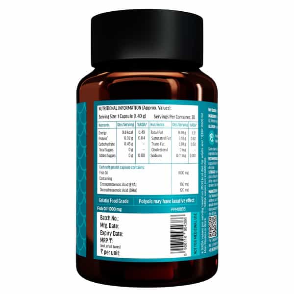Hk Vitals Fish Oil (30 Capsules) | For Men And Women | 1000Mg Omega 3