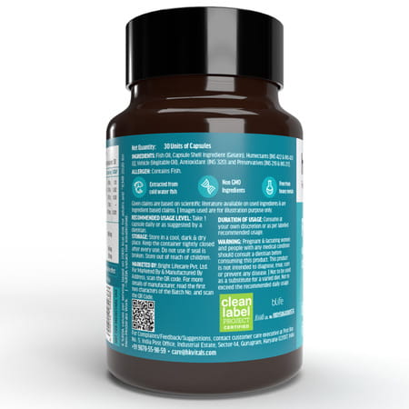 Hk Vitals Fish Oil (30 Capsules) | For Men And Women (1000mg Omega 3 With 180mg Epa & 120mg Dha)