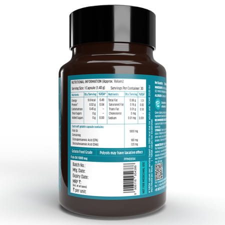 Hk Vitals Fish Oil (30 Capsules) | For Men And Women (1000mg Omega 3 With 180mg Epa & 120mg Dha)