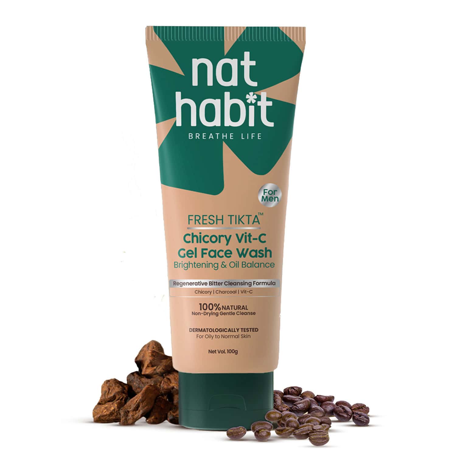 Nat Habit Roasted Chicory Gel Skin Detox Charcoal Face Wash (100g)