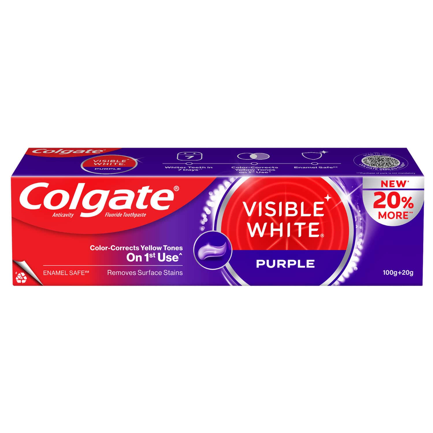Colgate Visible White Purple Toothpaste ( 100G + 20G)