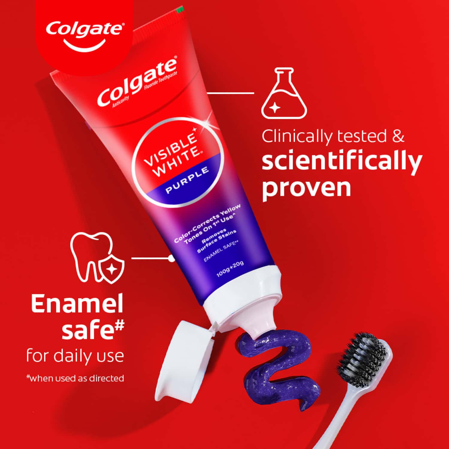 Colgate Visible White Purple Toothpaste ( 100G + 20G)