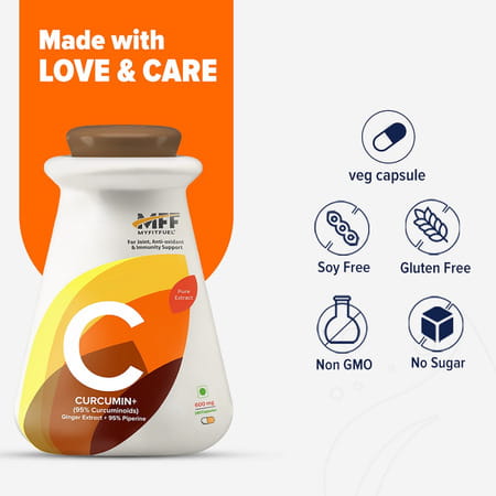 Myfitfuel Curcumin+ (95% Curcuminoids With Ginger Root Extract & Piperine 95% | 600mg | 90 Capsules)