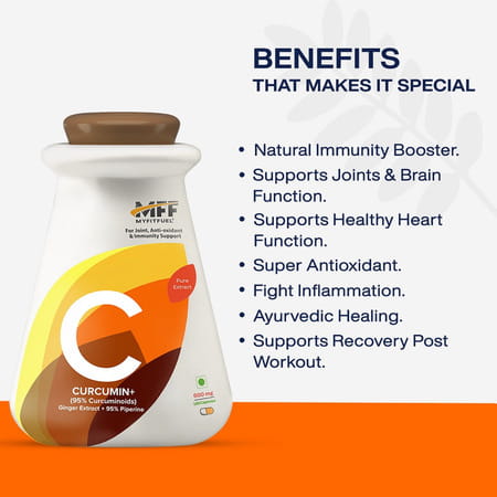 Myfitfuel Curcumin+ (95% Curcuminoids With Ginger Root Extract & Piperine 95% | 600mg | 90 Capsules)