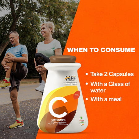Myfitfuel Curcumin+ (95% Curcuminoids With Ginger Root Extract & Piperine 95% | 600mg | 90 Capsules)