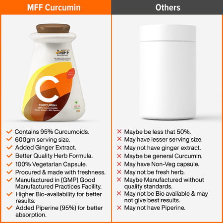 Myfitfuel Curcumin+ (95% Curcuminoids With Ginger Root Extract & Piperine 95% | 600mg | 90 Capsules)