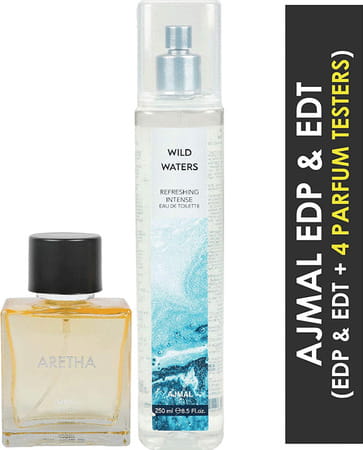 Ajmal Aretha Edp For Women 100ml & Wild Waters Edt For Men & Women 250ml Combo Pack 2 (Total 350ml)