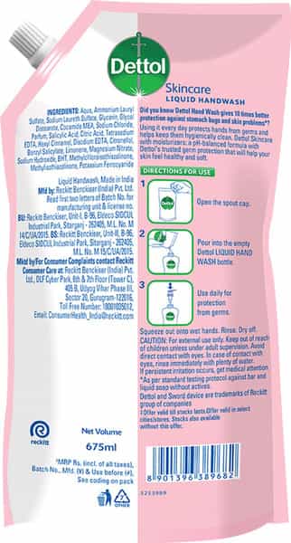 Dettol Liquid Handwash Refill (Buy 1 Get 1 Free-675Ml Each)-10X Better Germ Protection
