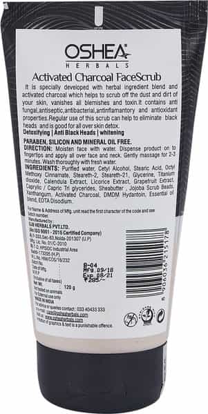 Oshea Activated Charcoal Face Scrub 120 Gm