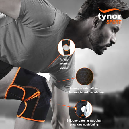 Tynor Knee Wrap (Neo) Black & Orange Universal 1 Unit
