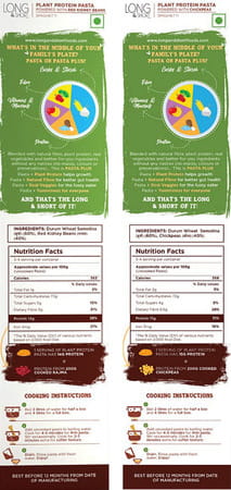 Long & Short Plant Protein Spaghetti Pasta|Red Kidney Beans + Chickpea|Pack Of 2 (250gx2)