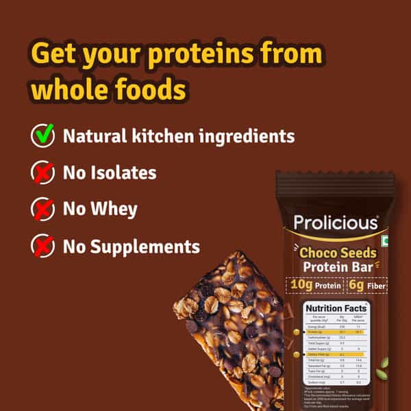 Prolicious Choco Seeeds 10G Protein & 4G Fiber | No Refined Sugar | Plant Based - 50G