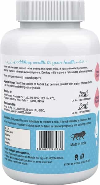 Aadvik Lac Jennius - Donkey Milk Powder - Freeze Dried - 100Gm