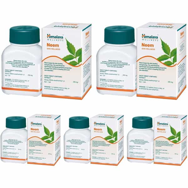Himalaya Neem Skin Wellness | Controls Acne | Tablets | 60 No's | Pack Of 5