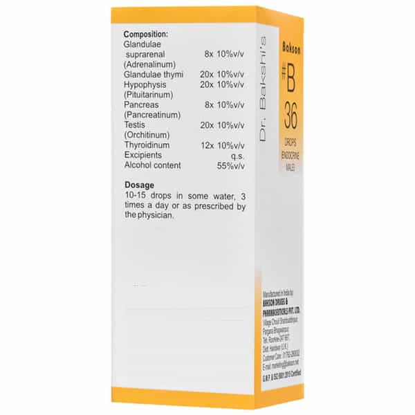 Dr Bakshi's Bakson Homoeopathy B36 Endocrine Male Drops 30 Ml