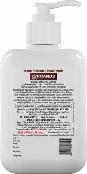 Ciphands Total Handwash- 200Ml Pump