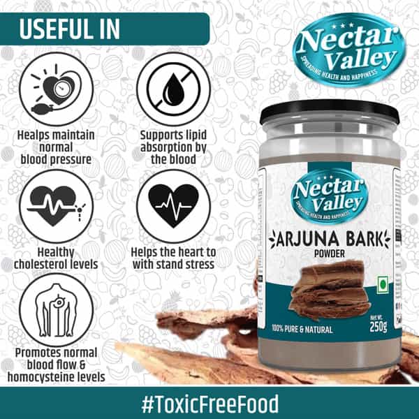 Nectar Valley Arjuna Bark/ Arjun Chal Powder | Pure & Organically Processed Bark Powder - 250G