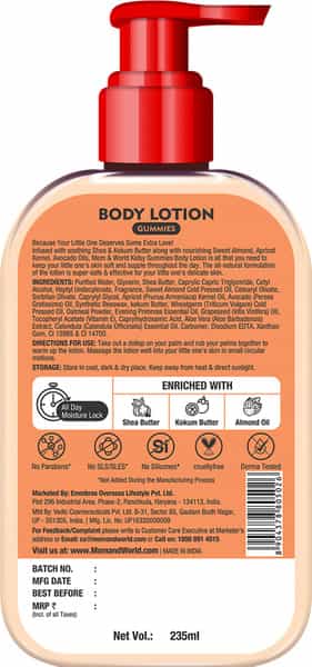 Mom & World Kidsy Gummies Moisturising Body Lotion For Kids With Shea And Kokum Butter 235 Ml