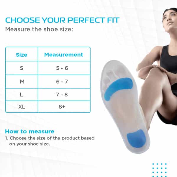 Vissco Silicone Insoles For Relieving Foot Pain Shock Absorber & For Sports - Large (Grey)